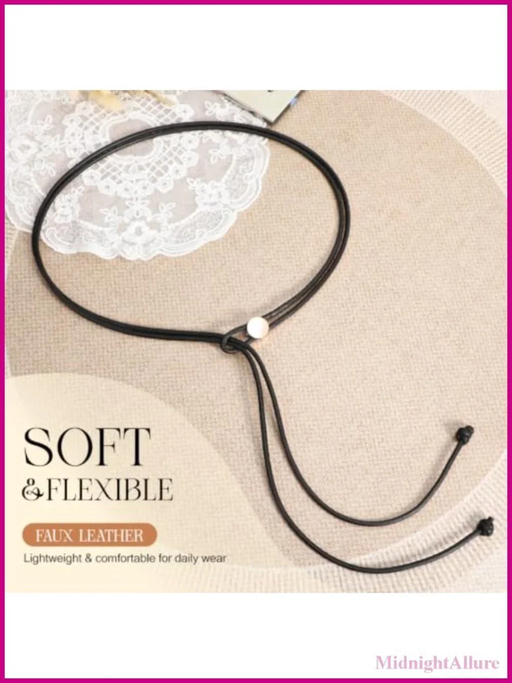 Skinny Vegan Leather Rope Belt Adjustable Tie Waist for Dress